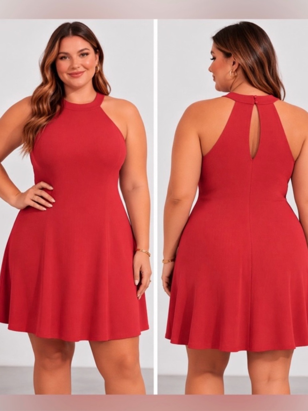 Torrid Red Orange Mini Rib Trapeze Halter Sleeveless A-line Dress Plus Size 2X